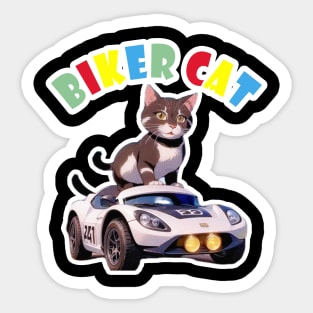 Biker Cat,Racer Cat Sticker